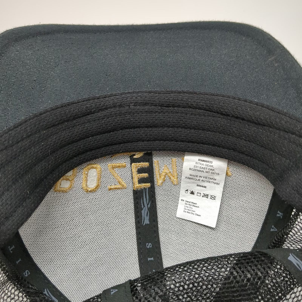 Sitka Gear Trucker Hat Black Gold One Size Bozeman MT Mesh Snapback Mid Profile