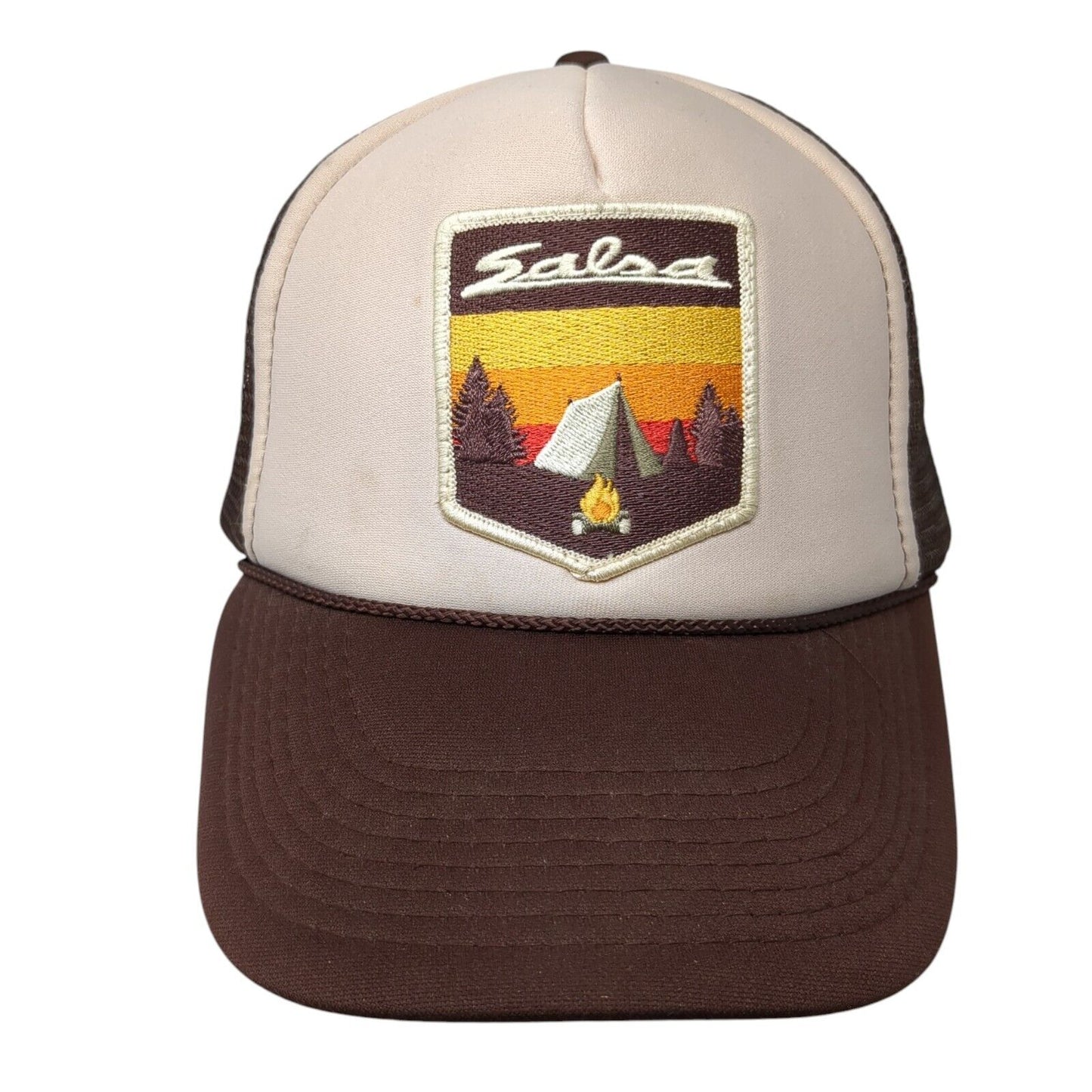 Salsa Snapback Trucker Hat Brown One Size Adjustable Mesh Back Rope Otto