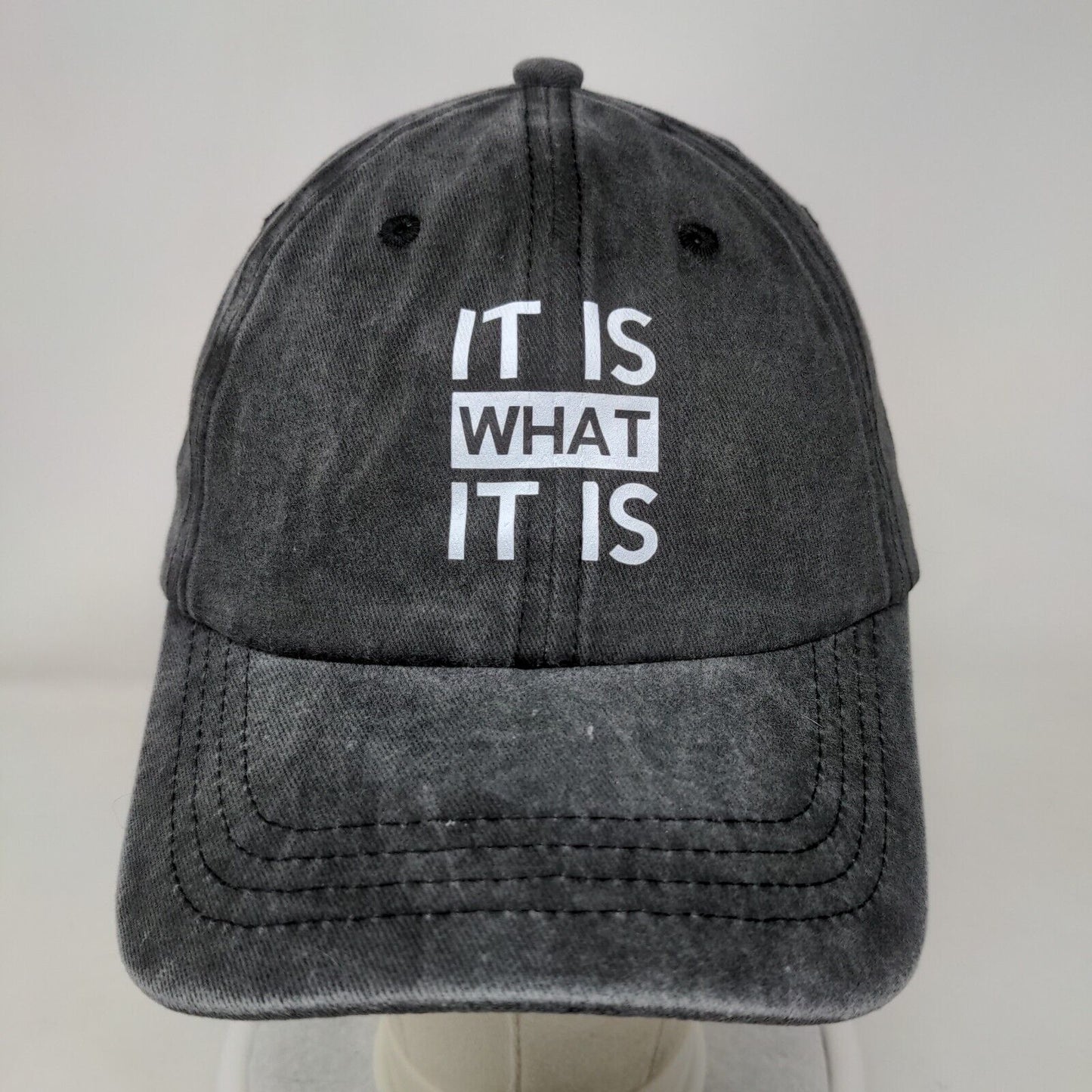It Is What It Is Slideback Hat Gray One Size Adjustable Vented Holes 6 Panel