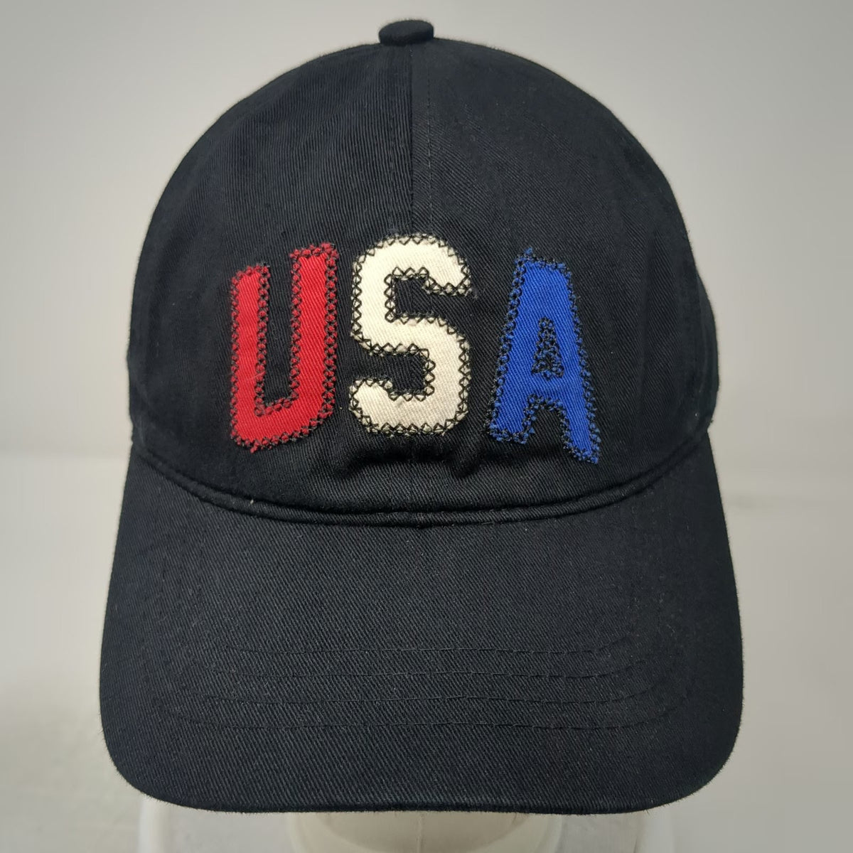 David and Young Baseball Cap Black OSFM USA Embroidered Applique Slideback Hat