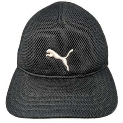 Puma 5 Panel Hat Black One Size Mesh Strapback Embroidered Cat Logo Sport Cap