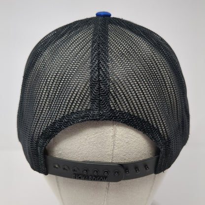 Richardson Snapback Trucker Hat Blue One Size Embroidered Logo Outdoor