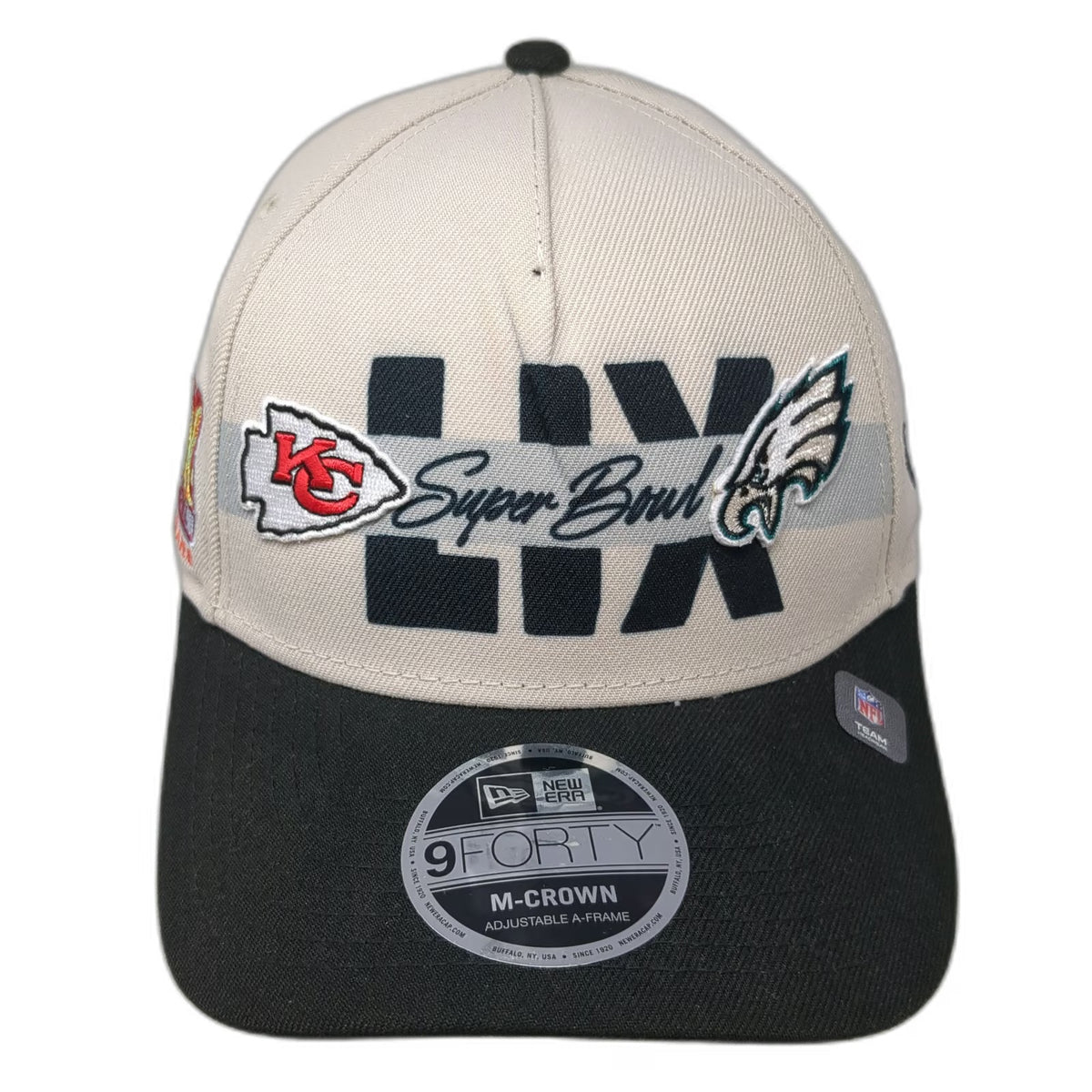 New Era NFL Chiefs Eagles Super Bowl LIX Beige 5 Panel Snapback Hat One Size