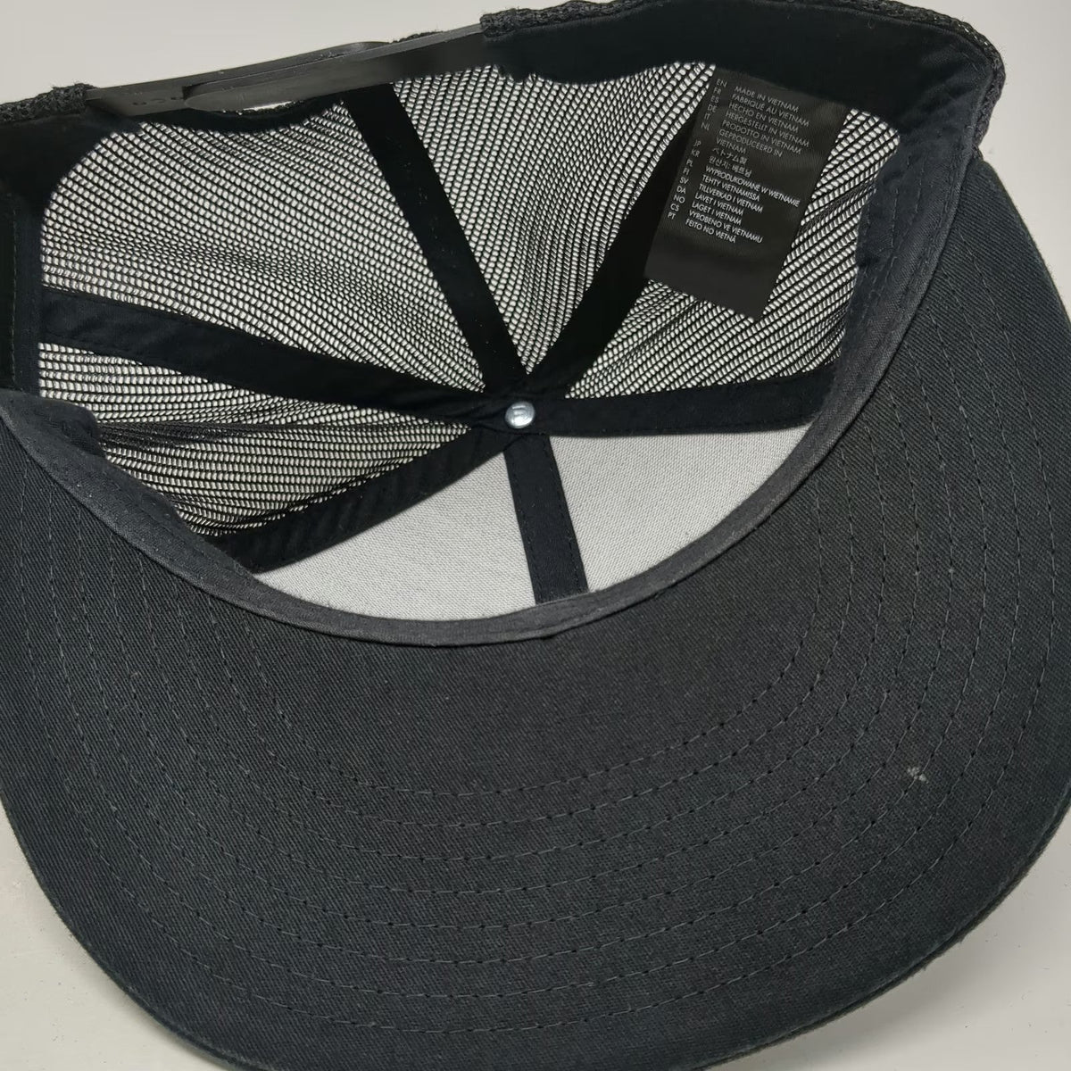 Brixton Trucker Hat Black One Size Mesh Back Snapback Logo Patch Flat Brim Mfg
