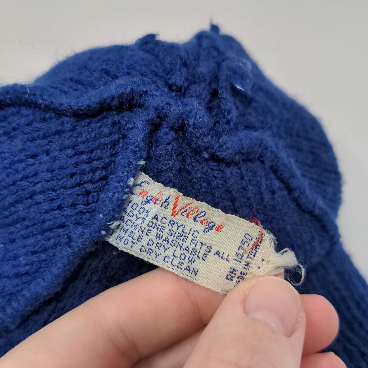 English Village Men's Knit Beanie Hat Cap Blue OSFA Stripe 100% Acrylic