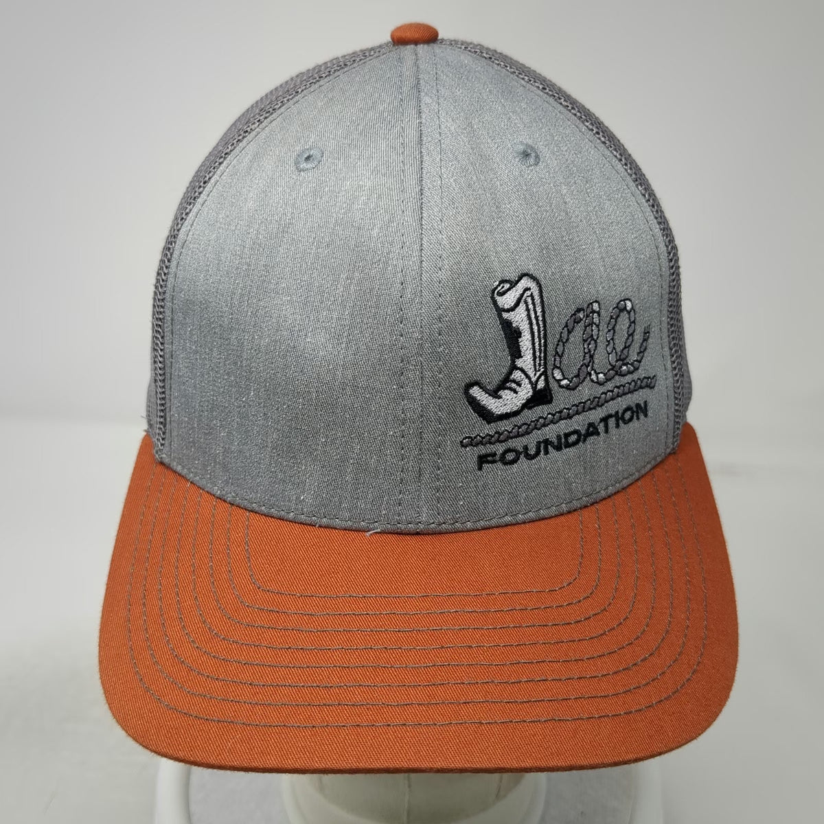 Richardson Trucker Hat Gray Orange One Size Joe Foundation Mesh Snapback 112
