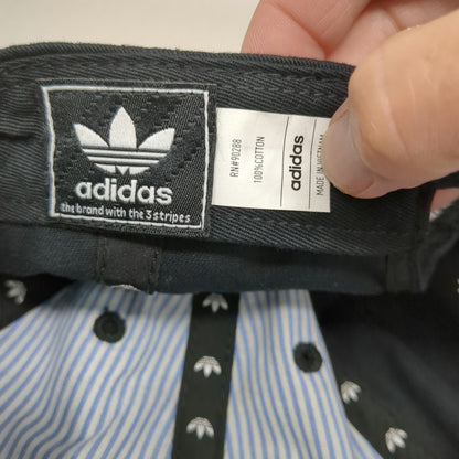 adidas Baseball Cap Black One Size Hat Trefoil Logo Strapback Grey Under-Visor