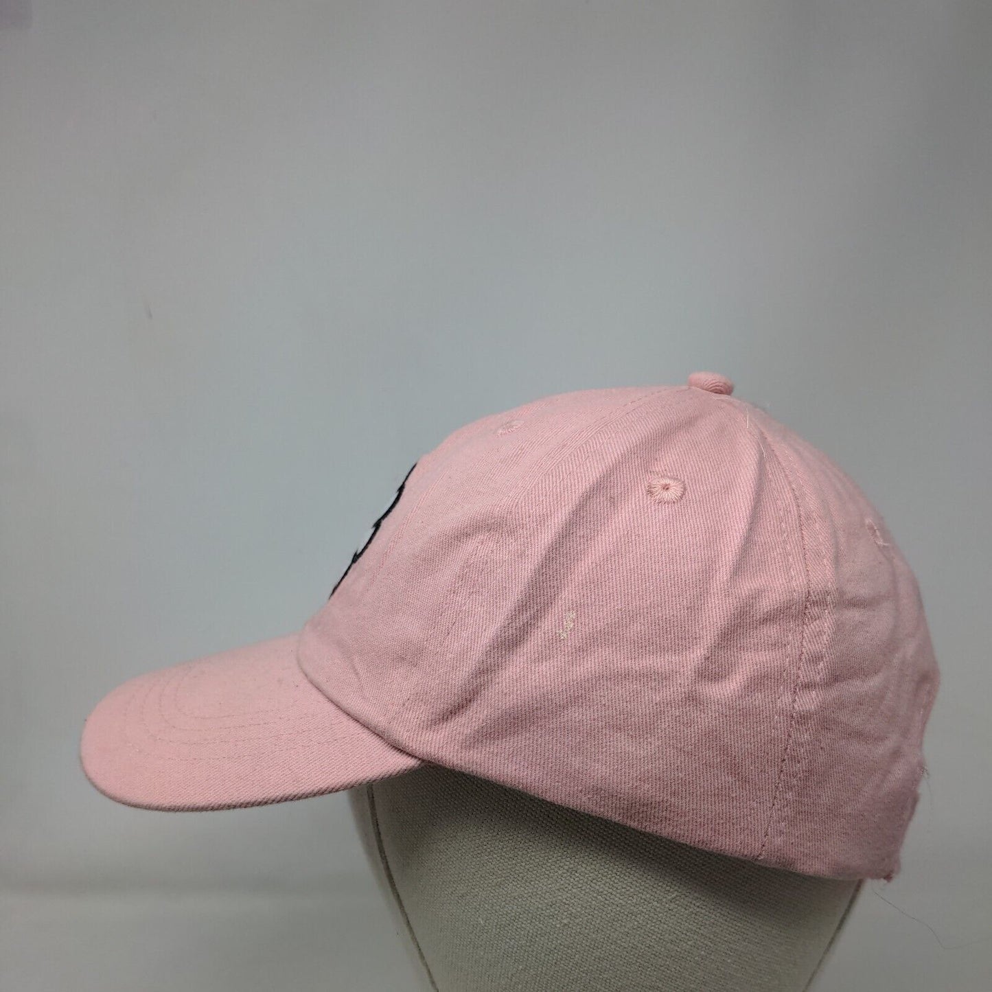 Happy Face Flower Strapback Hat Pink One Size Adjustable Embroidered 6 Panel