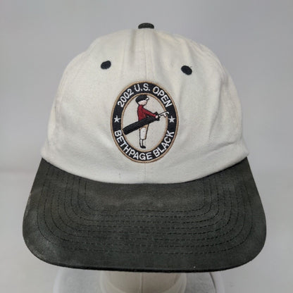 2002 US Open Bethpage Black Slideback Hat Cream One Size USGA Vintage Made USA