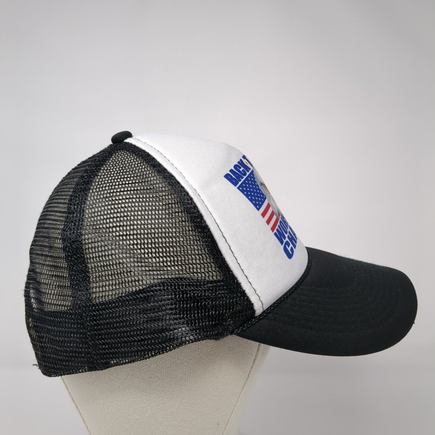 Back To Back World War Champs Snapback Trucker Hat Black OS Mesh Back Rope Otto