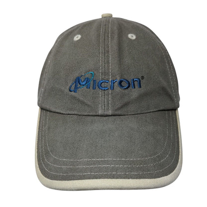 Micron Strapback Hat Grayish Brown One Size Adjustable Embroidered Adams Cotton