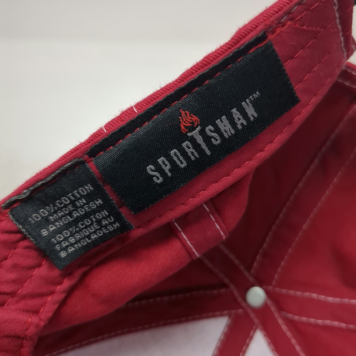Sportsman Baseball Cap Red One Size Lower Valley Machine Shop Hat Stitching