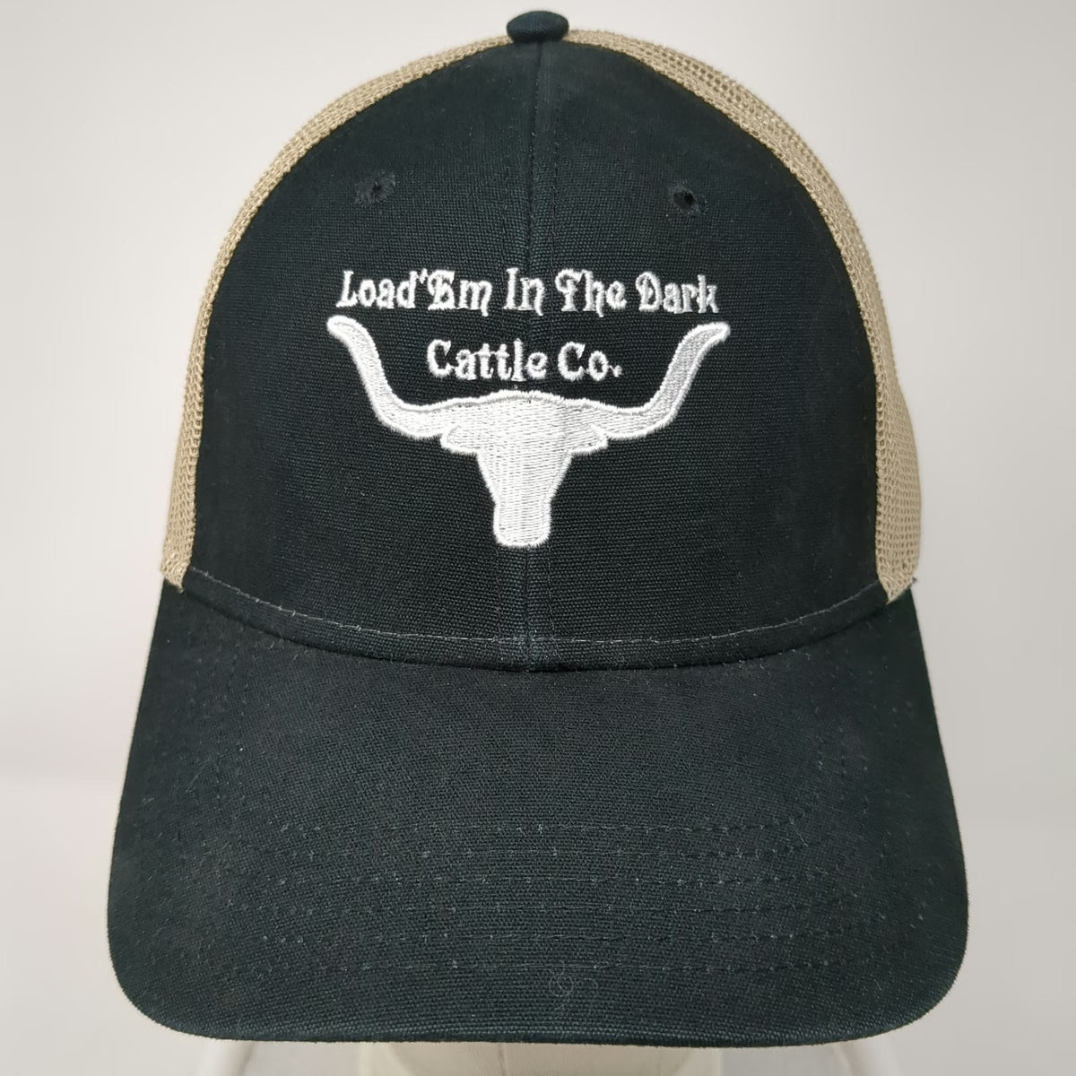 Otto Trucker Hat Black One Size Load'Em In The Dark Cattle Co Mesh Snapback