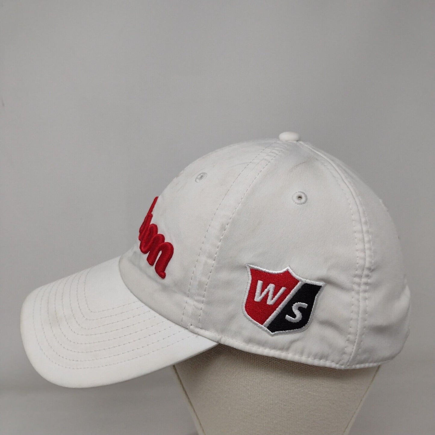 Wilson Slideback Golf Hat White OSFM Adjustable Embroidered Snapx 6 Panel