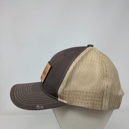 Cross The Divide Snapback Trucker Hat Brown One Size Leather Patch