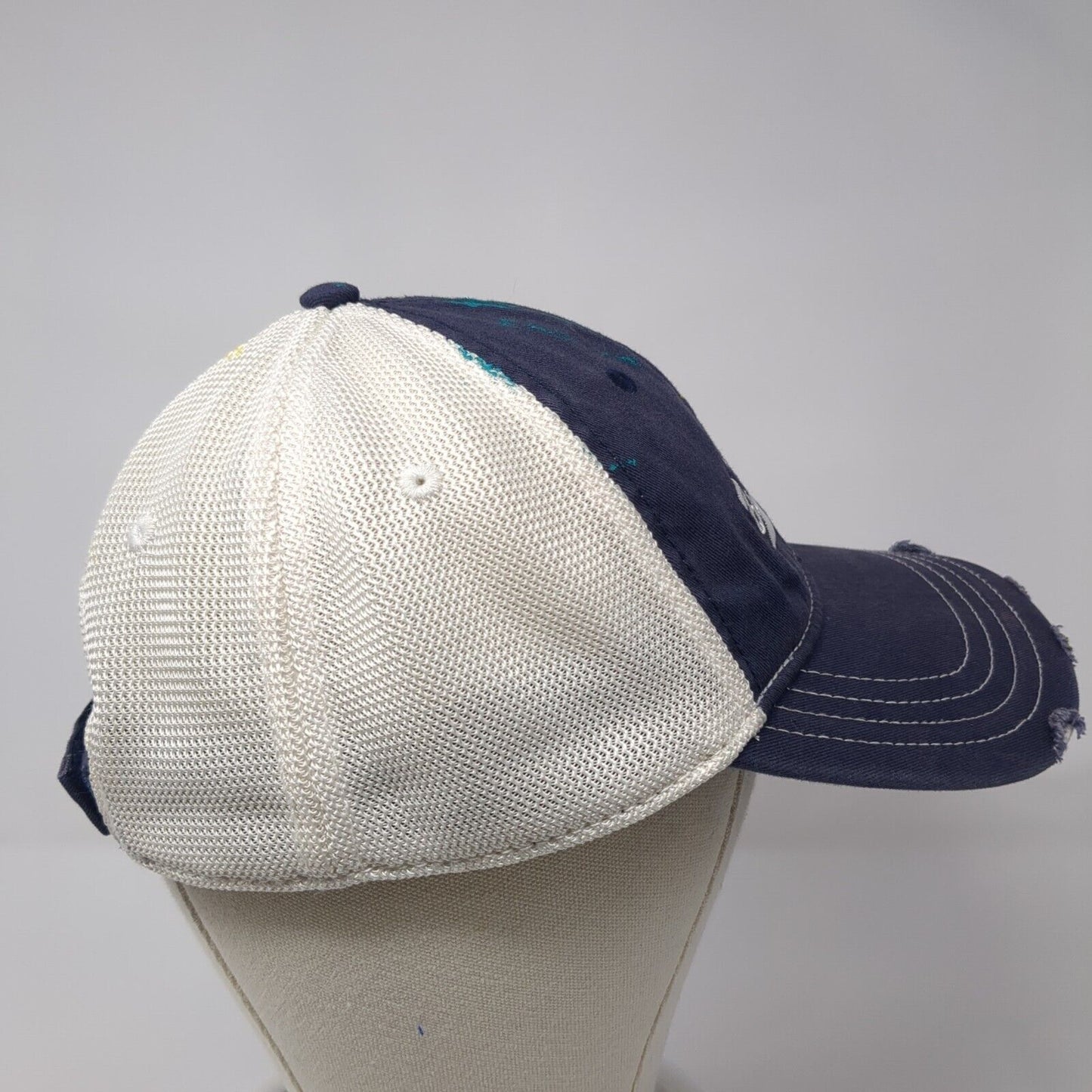 Bud Light Strapback Trucker Hat Blue One Size Adjustable Mesh Back Distressed