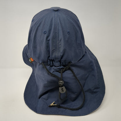 Adams Sunblock Trapper Hat Blue OS Neck Ear Flaps Adjustable Drawstring Blank