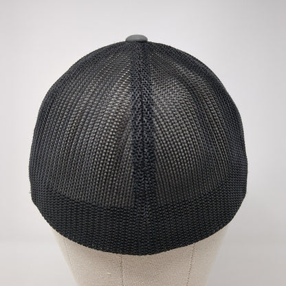 American Flag Fitted Trucker Hat Gray OS Flexfit Patriotic Mesh Back Yupoong