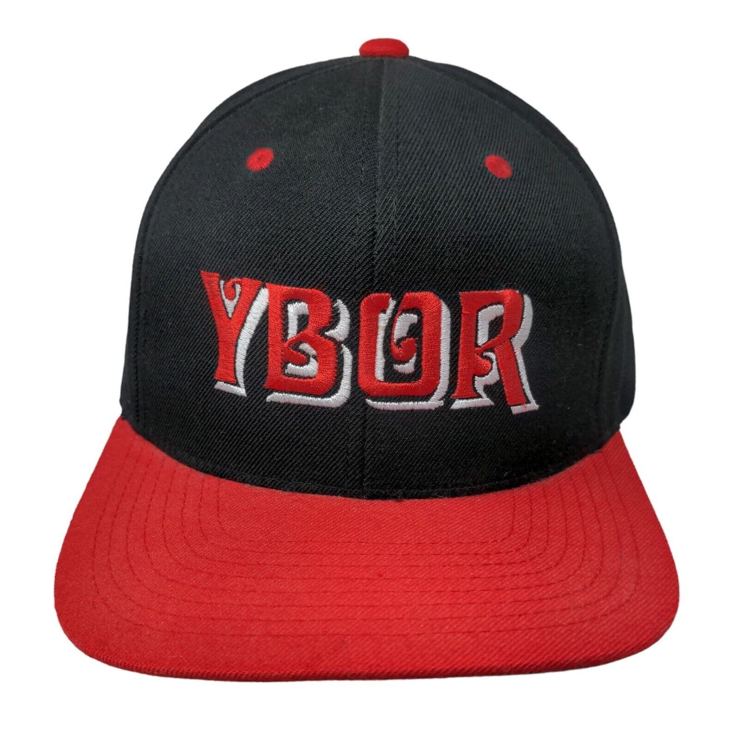 Black & Denim Men's Snapback Hat Black Red Embroidered YBOR Logo