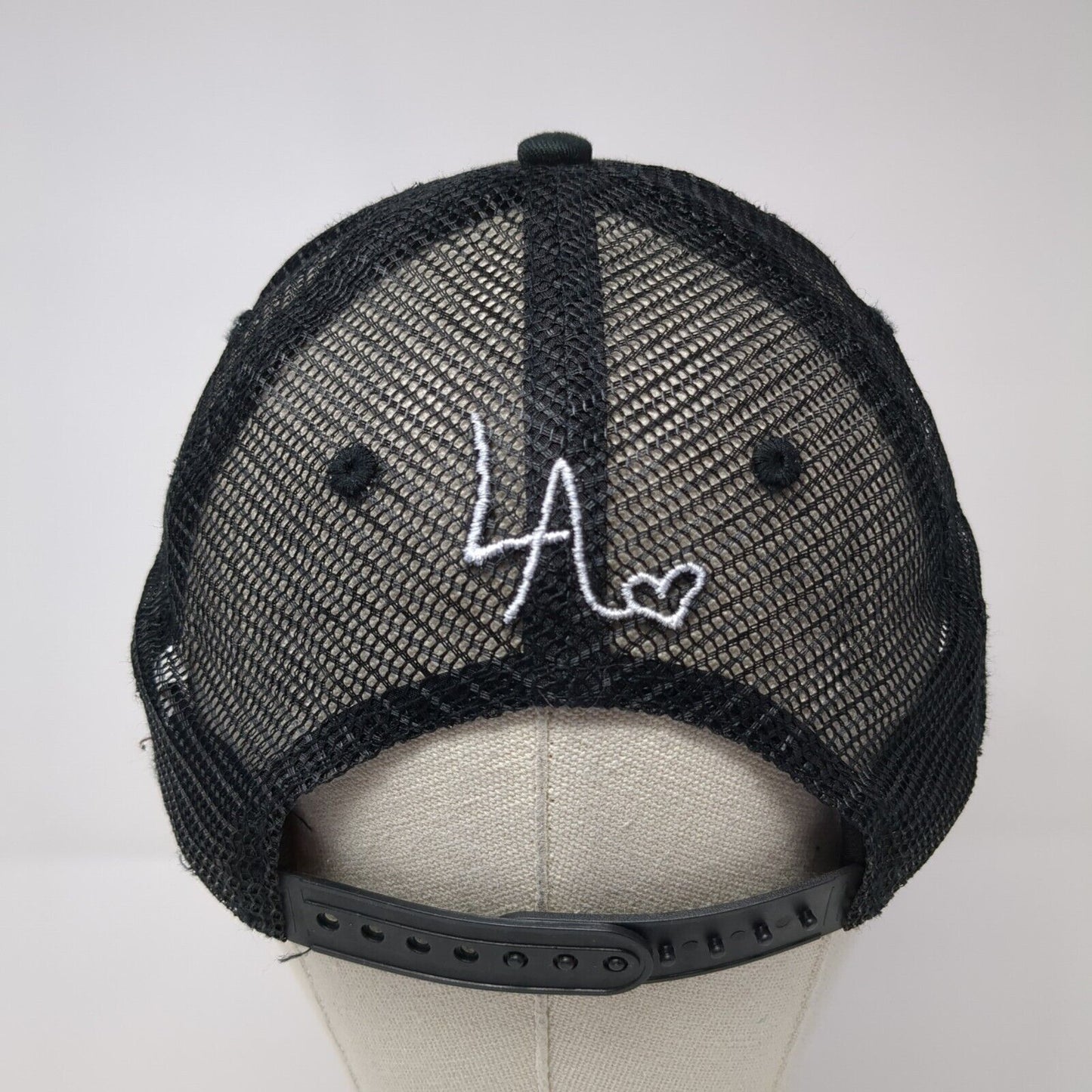 Rebel Heart LA Snapback Trucker Hat Black One Size Adjustable Mesh Back by Dome