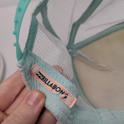 Billabong Snapback Trucker Hat Blue OSFA Adjustable Palm Print Mesh Back