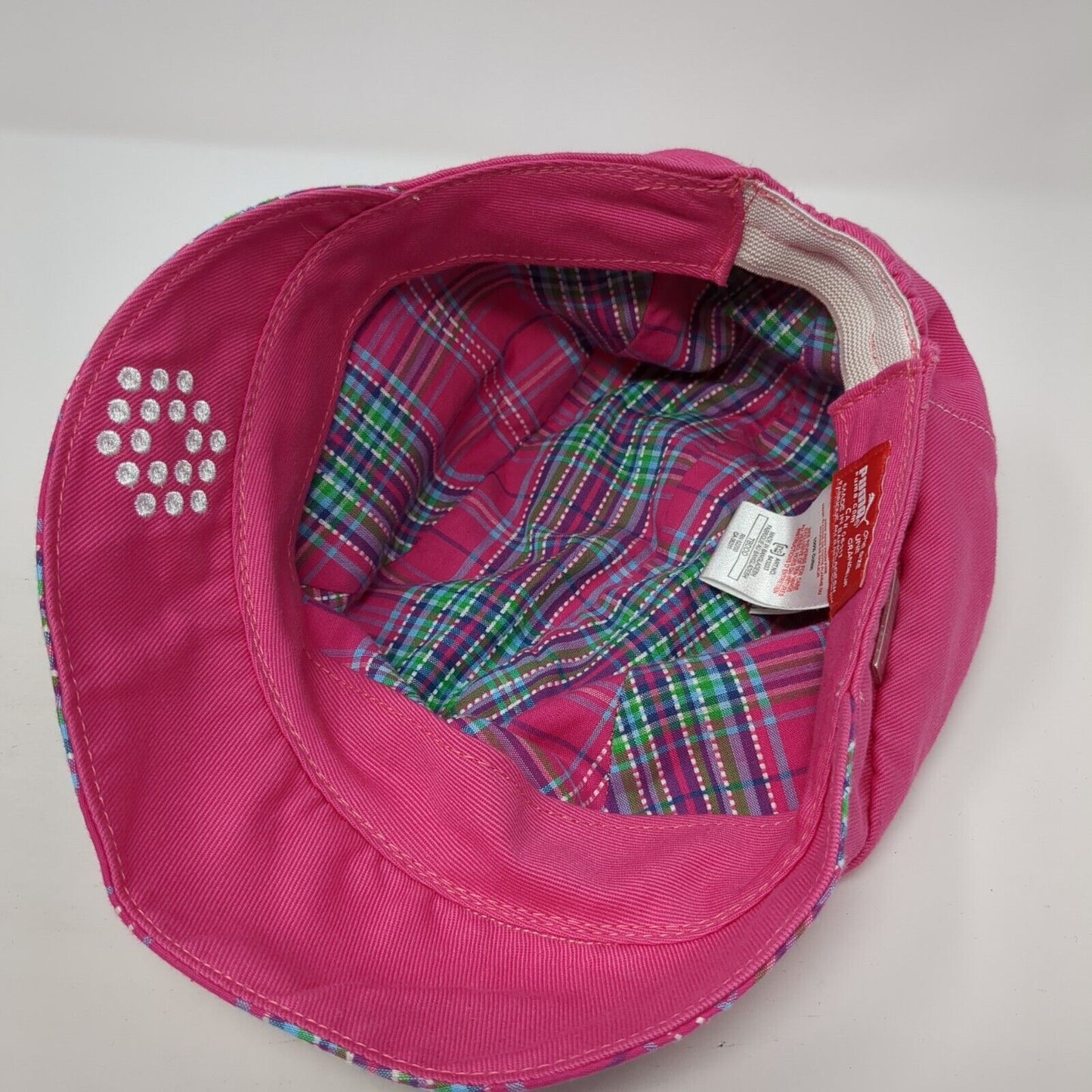 Puma Fitted Flat Cap Newsboy Pink One Size Plaid Embroidered Logo