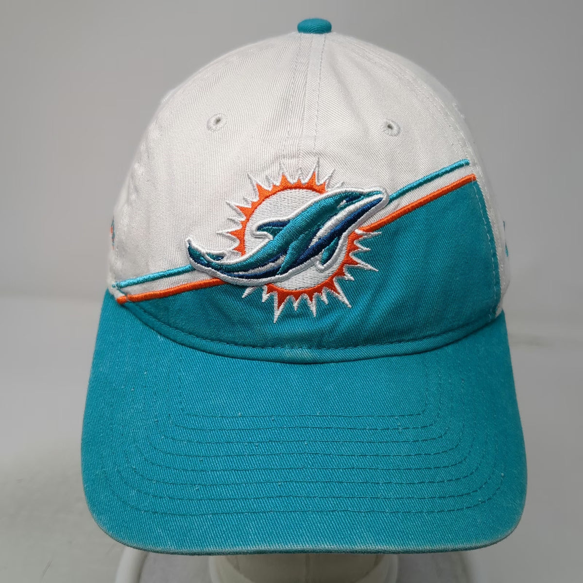 Miami Dolphins NFL New Era Hat White Blue Orange One Size Slideback 9TWENTY