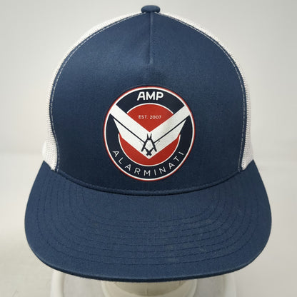 Yupoong Trucker Hat Blue One Size Mesh Snapback Alarminati AMP Graphic Patch