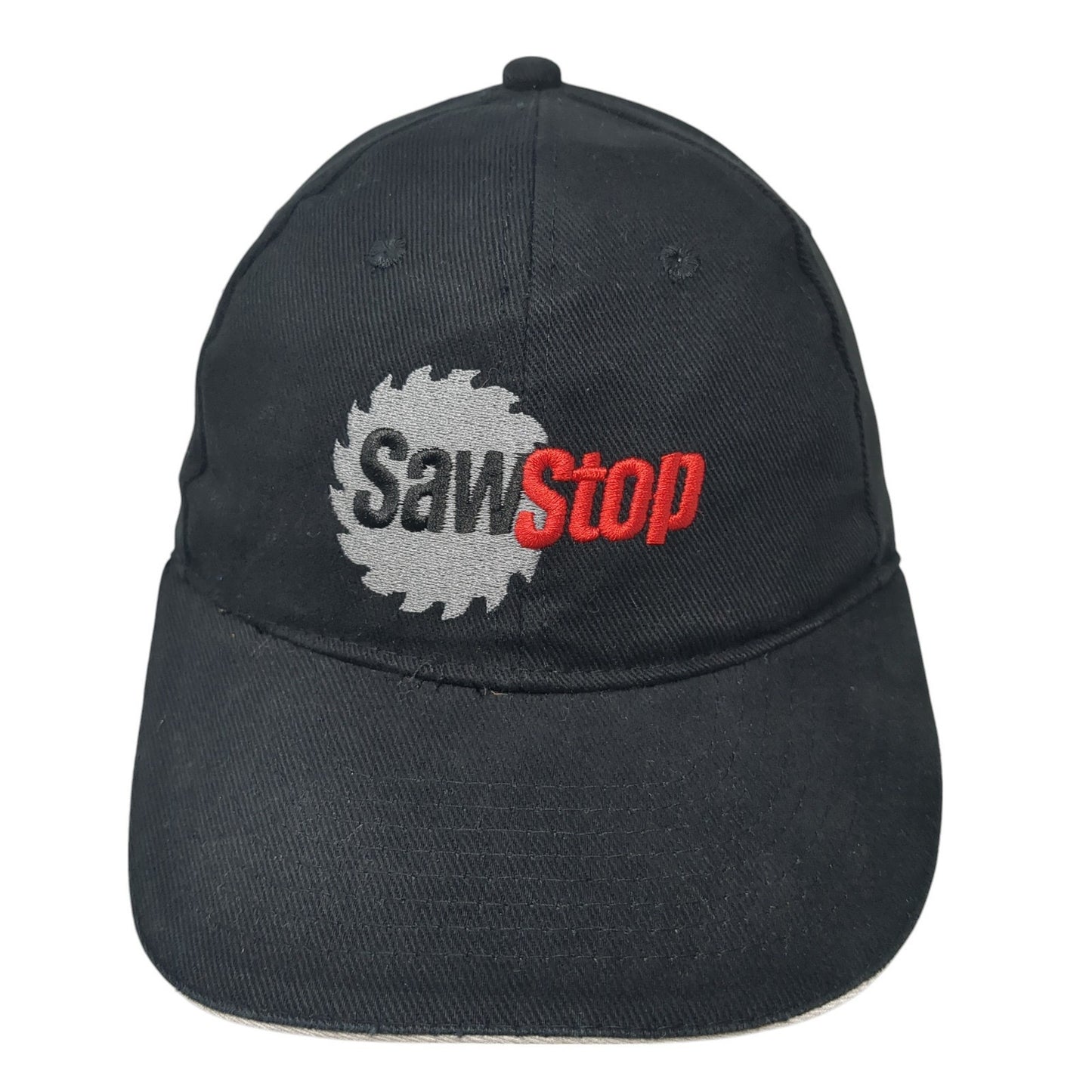 Saw Stop Strapback Hat Black One Size Adjustable Embroidered Outdoor