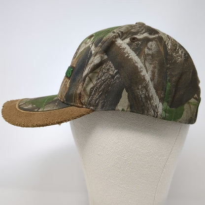 Lumbermens Green Brown One Size Baseball Cap Hat Camo Distressed Frayed Edge