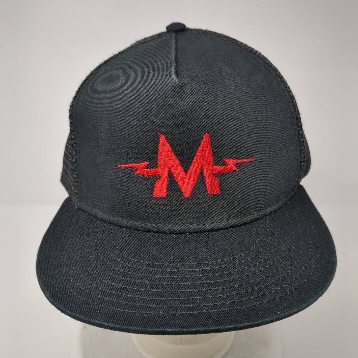 Otto Snapback Trucker Hat Black OSFM Adjustable Embroidered Mesh Back 6 Panel