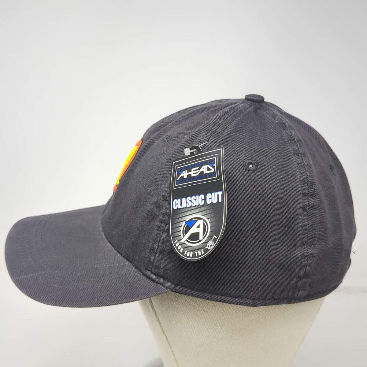 Ahead Baseball Cap Gray One Size Adjustable Strap Curved Brim R Logo Cotton Hat