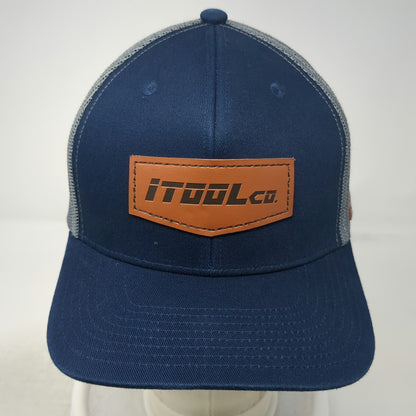 iTOOLco Trucker Hat Blue One Size Leather Patch Mesh Back Snapback USA Tag