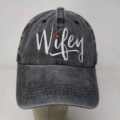 Unbranded Women's Slideback Hat Gray Embroidered Wifey Logo Ponytail Hole Cotton