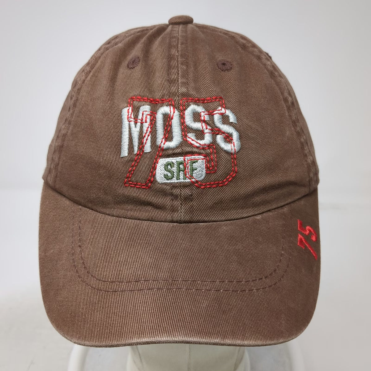 Moss Baseball Cap Brown One Size Leather Strapback 75 SRF CA Cotton Twill Hat