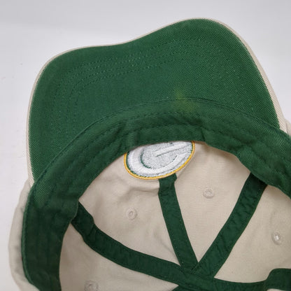 Reebok Green Bay Packers NFL Hat Tan One Size Cap Green Yellow Elastic Back Logo