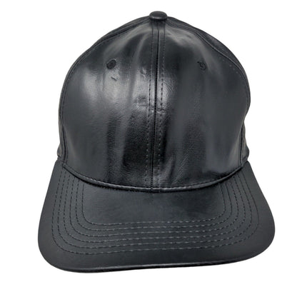 Hatco Snapback Hat Black One Size Adjustable Vegan Leather Solid Blank