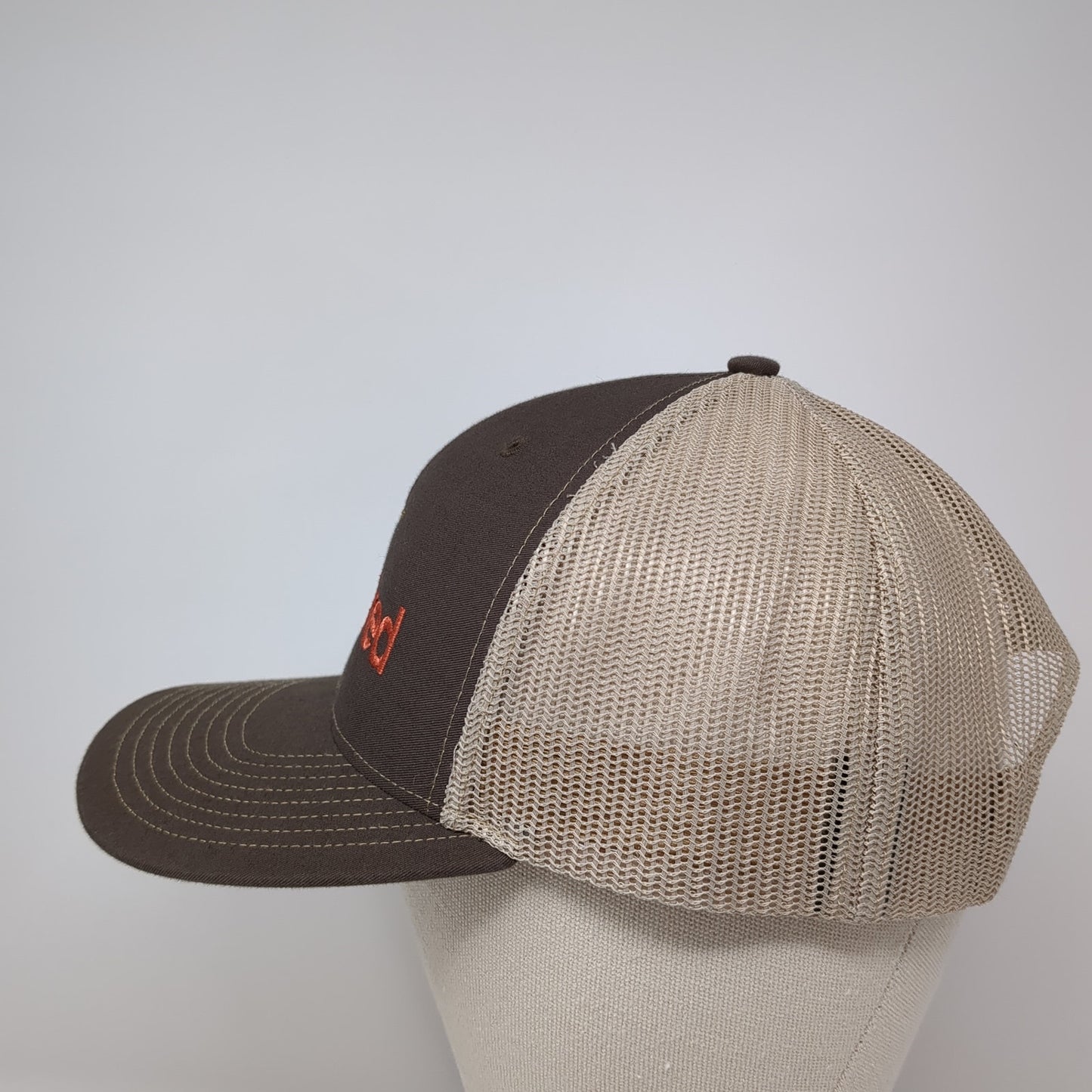 West Bred Snapback Trucker Hat Brown One Size Adjustable Mesh Back Richardson