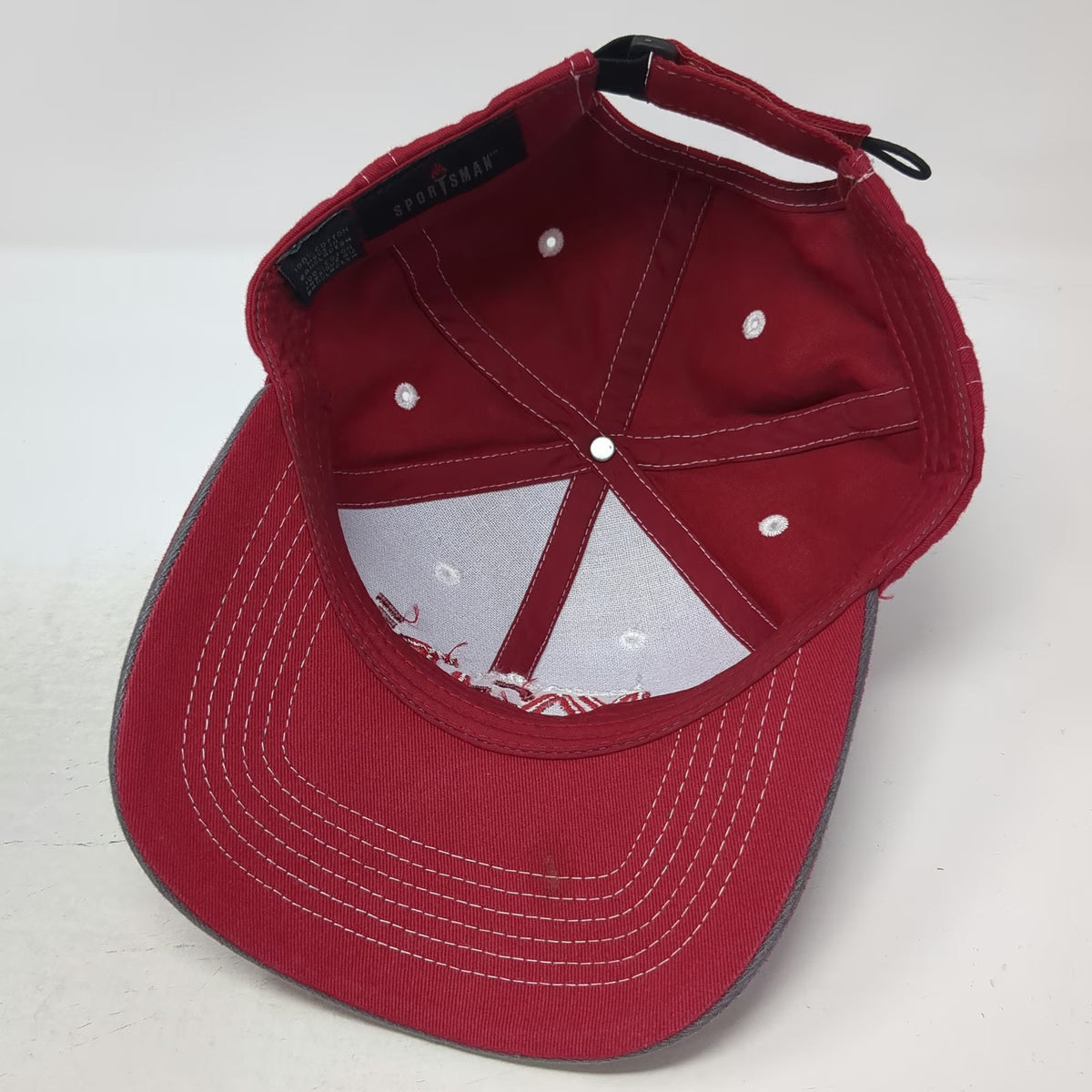 Sportsman Baseball Cap Red One Size Lower Valley Machine Shop Hat Stitching