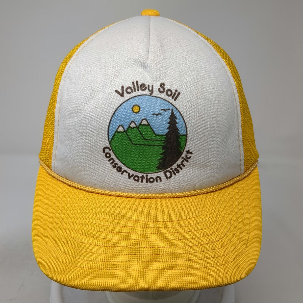 Hanes Trucker Hat Yellow One Size Snapback Mesh Valley Soil Conservation Dist