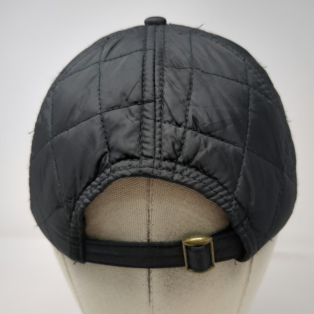 Black One Size Baseball Cap Quilted Diamond Pattern Adjustable Strapback Hat