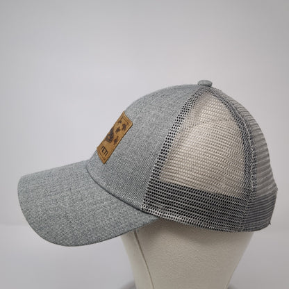 Yeti Fish Leather Patch Snapback Trucker Hat Gray One Size Mesh Back