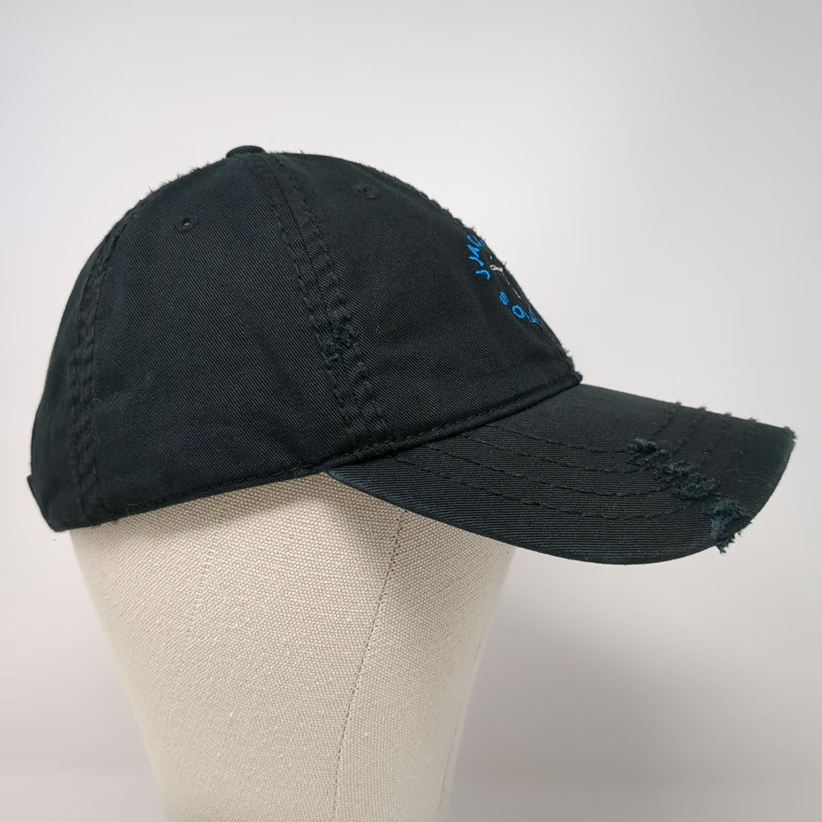 Otto Baseball Cap Black One Size Distressed Jackson Studios Cotton Strapback Hat