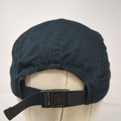 Yupoong 5 Panel Hat Black One Size Solid Cotton Adjustable Strapback Camper Flat