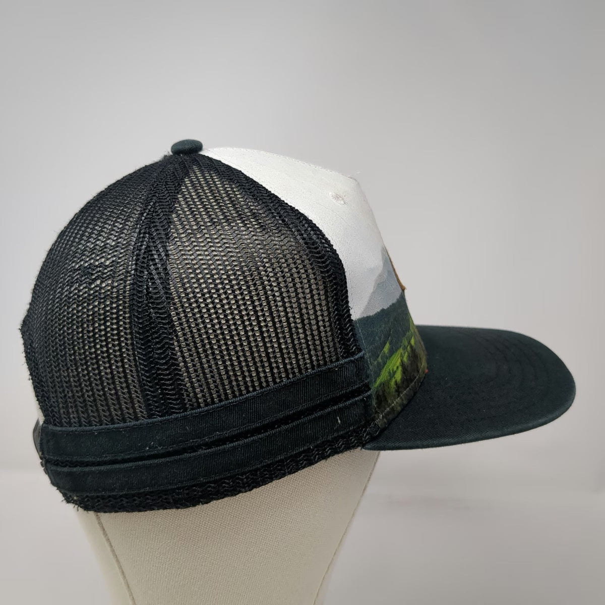 Art Class Trucker Hat Black White One Size Mountain Landscape Mesh Snapback