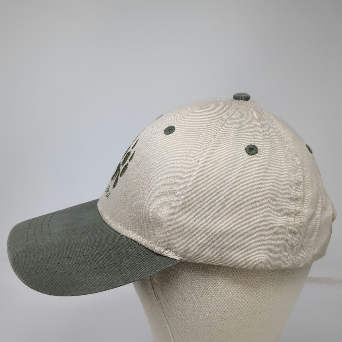 ACE USA Alaska Bear Paw Baseball Cap Hat Beige Green One Size Strapback Souvenir