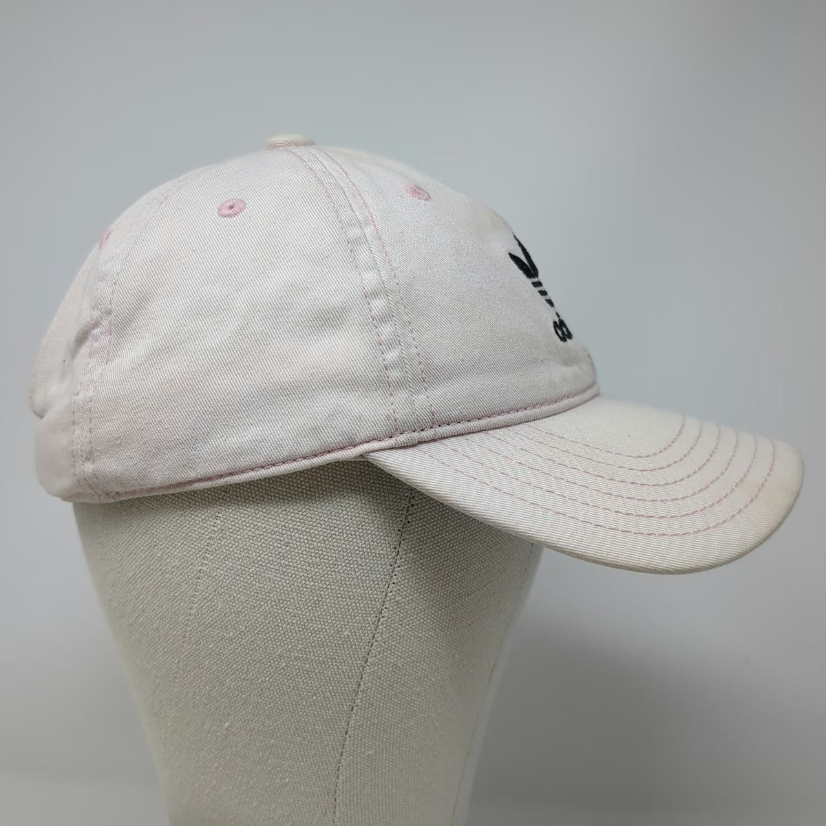 Adidas Baseball Cap Pink One Size Trefoil Logo Slideback Gray Underbrim Hat