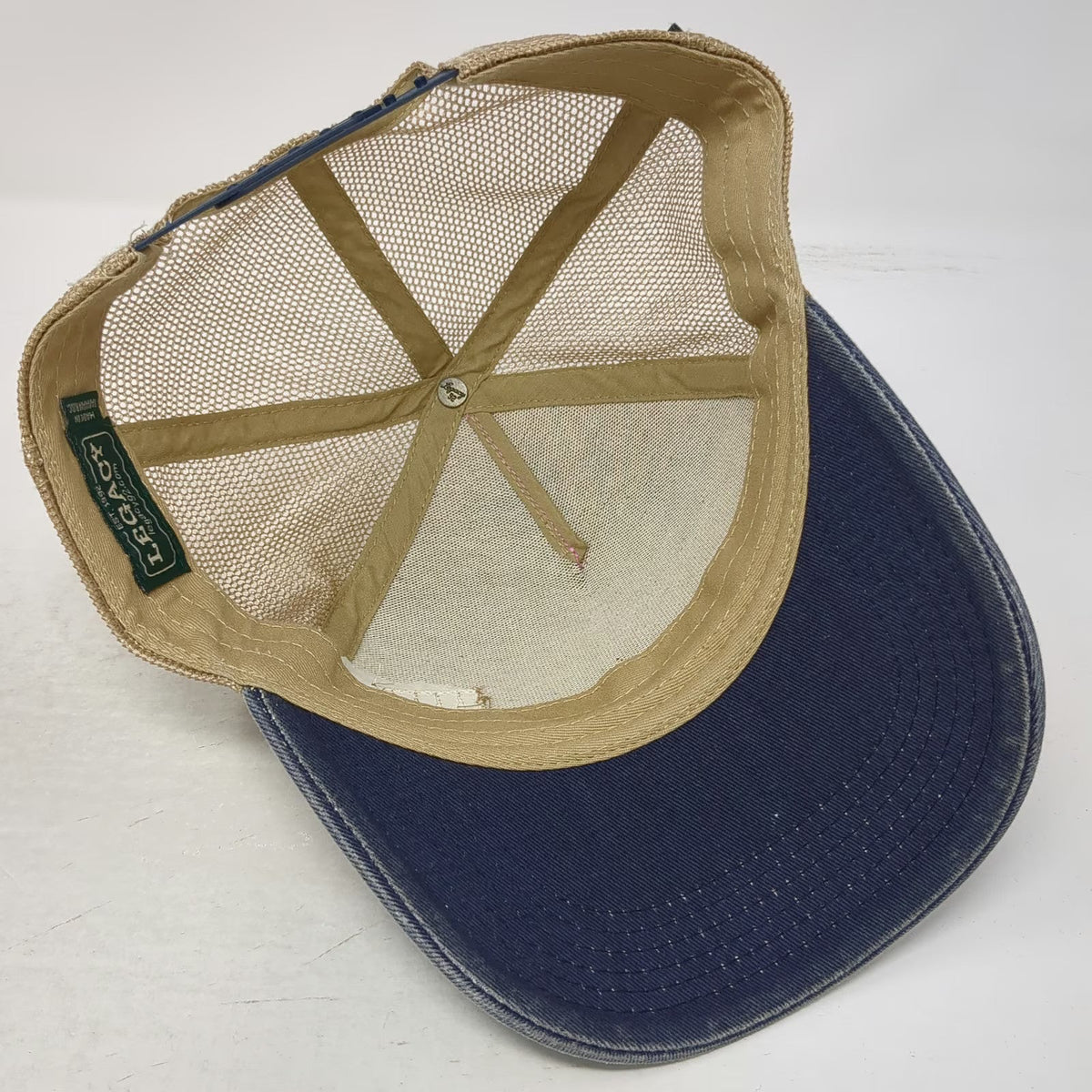 Legacy Trucker Hat Blue Beige Tie-Dye Hilton Head One Size Mesh Back Patch Hat