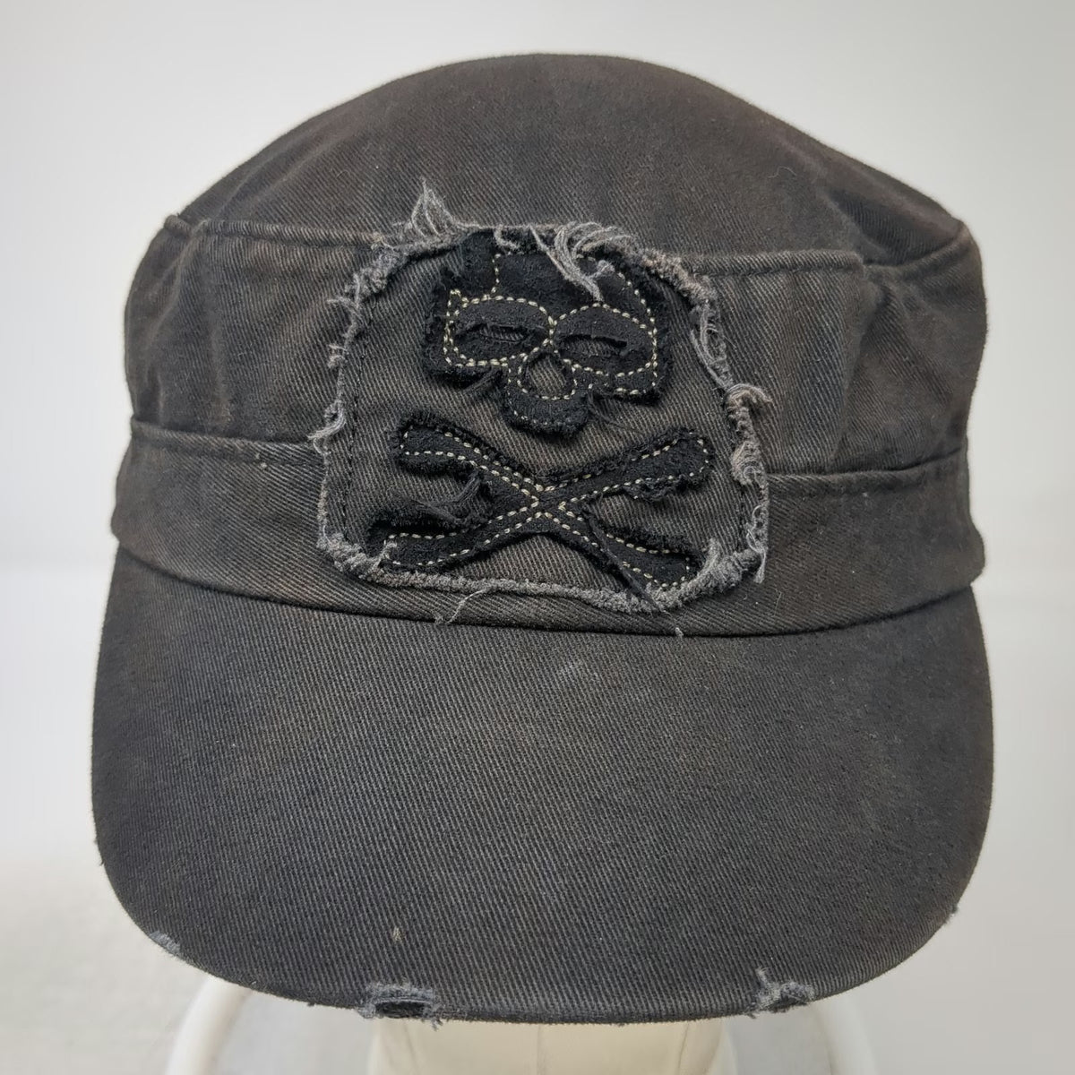 Walt Disney World Army Cap Black One Size Skull Crossbones Patch Cotton Brim Hat