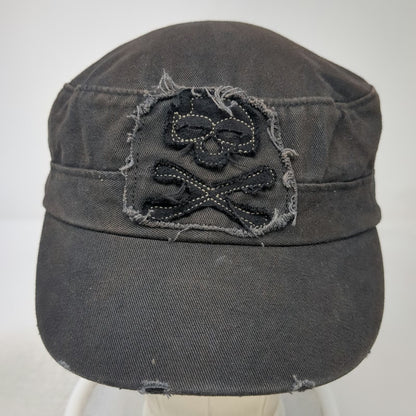 Walt Disney World Army Cap Black One Size Skull Crossbones Patch Cotton Brim Hat
